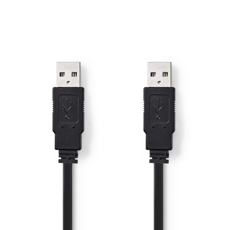 USB kabel | USB 2.0 | USB-A Zástrčka | USB-A Zástrčka | 480 Mbps | Poniklované | 1.00 m | Plochý | PVC | Černá | Plastový Sáček - obrázek produktu