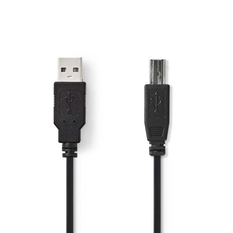 USB kabel | USB 2.0 | USB-A Zástrčka | USB-B Zástrčka | 10 W | 480 Mbps | Poniklované | 1.00 m | Kulatý | PVC | Černá | Obálka - obrázek produktu