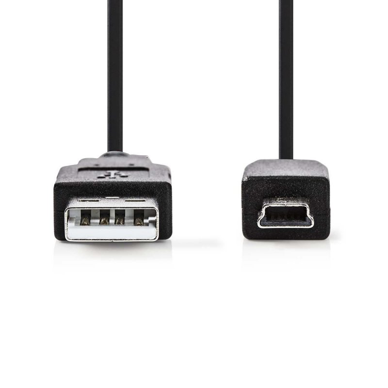 USB kabel | USB 2.0 | USB-A Zástrčka | USB Mini-B 5 pinů Zástrčka | 480 Mbps | Poniklované | 3.00 m | Kulatý | PVC | Černá | Pla - obrázek č. 1