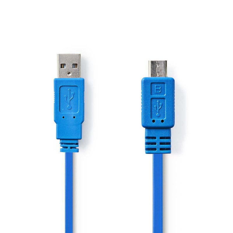 USB kabel | USB 2.0 | USB-A Zástrčka | USB Micro-B Zástrčka | 480 Mbps | Poniklované | 1.00 m | Plochý | PVC | Modrá | Plastový - obrázek produktu