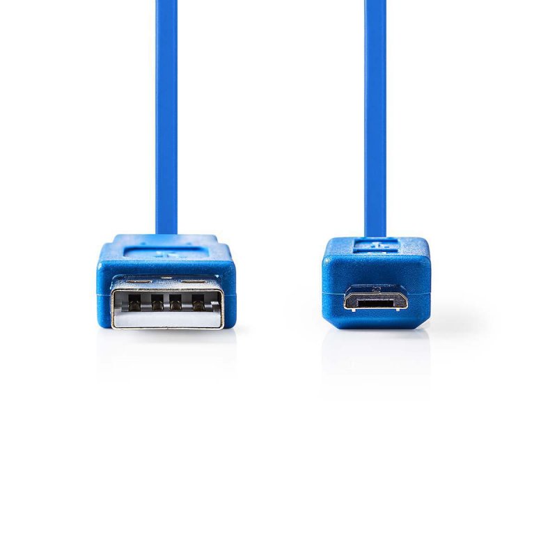 USB kabel | USB 2.0 | USB-A Zástrčka | USB Micro-B Zástrčka | 480 Mbps | Poniklované | 1.00 m | Plochý | PVC | Modrá | Plastový - obrázek č. 1