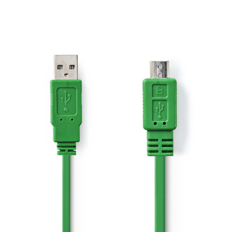 USB kabel | USB 2.0 | USB-A Zástrčka | USB Micro-B Zástrčka | 480 Mbps | Poniklované | 1.00 m | Plochý | PVC | Zelená | Plastový - obrázek produktu