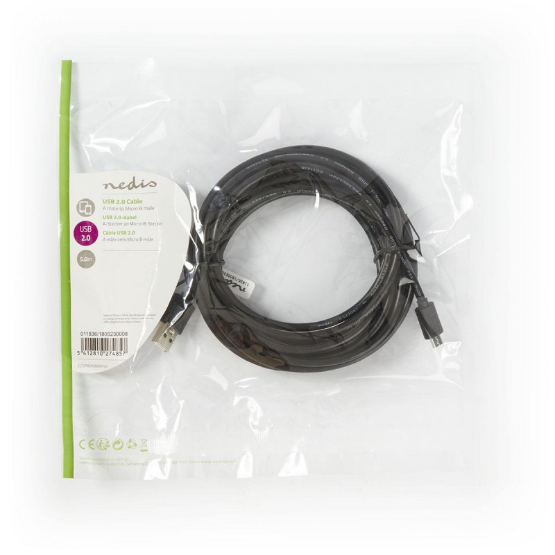 USB kabel | USB 2.0 | USB-A Zástrčka  CCGP60500BK50 - obrázek č. 2