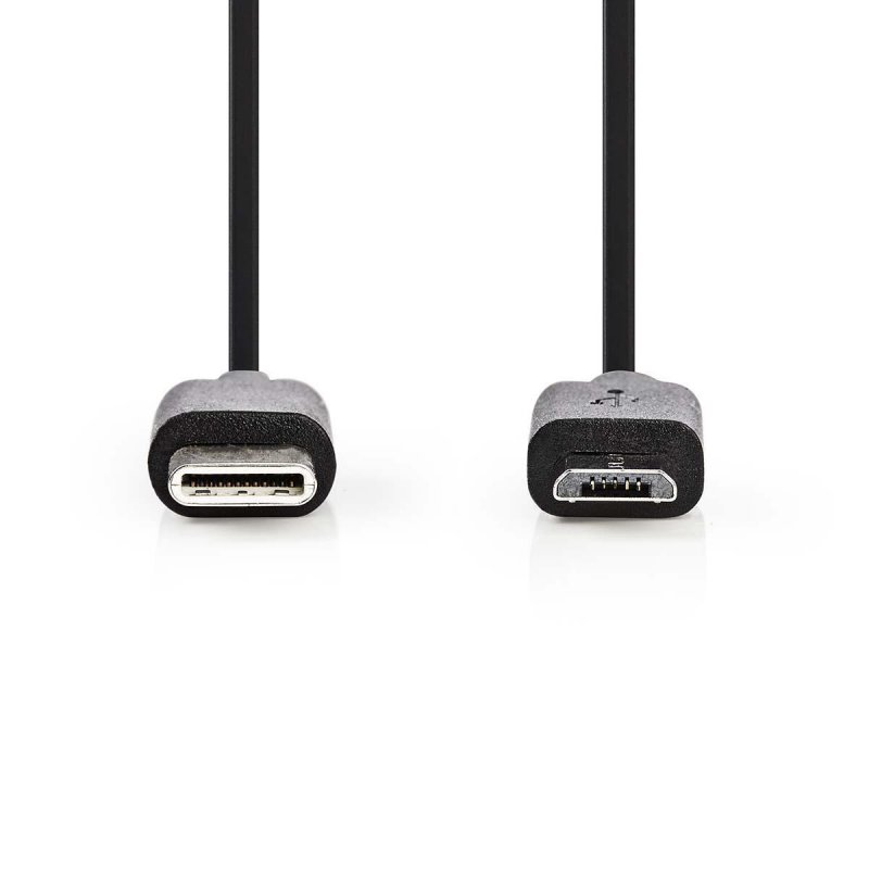 USB kabel | USB 2.0 | USB-C™ Zástrčka | USB Micro-B Zástrčka | 60 W | 480 Mbps | Poniklované | 1.00 m | Kulatý | PVC | Černá | O - obrázek č. 1