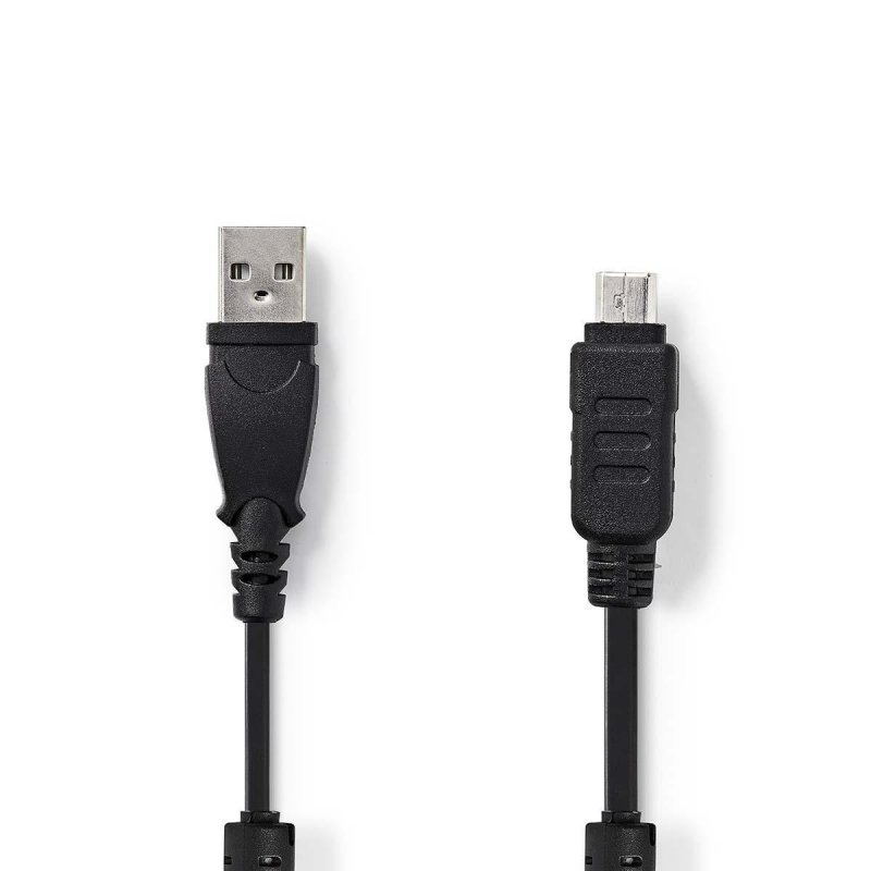 USB kabel | USB 2.0 | USB-A Zástrčka | Olympus 12-Pin Zástrčka | 480 Mbps | Poniklované | 2.00 m | Kulatý | PVC | Černá | Obálka - obrázek produktu