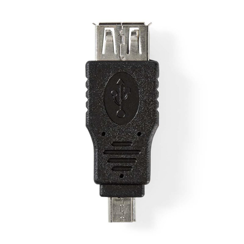 USB Micro-B Adaptér | USB 2.0 | USB Micro-B Zástrčka | USB-A Zásuvka | 480 Mbps | OTG | Poniklované | PVC | Černá | Obálka - obrázek produktu