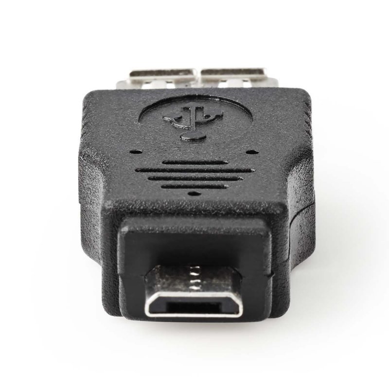 USB Micro-B Adaptér | USB 2.0 | USB Micro-B Zástrčka | USB-A Zásuvka | 480 Mbps | OTG | Poniklované | PVC | Černá | Obálka - obrázek č. 2