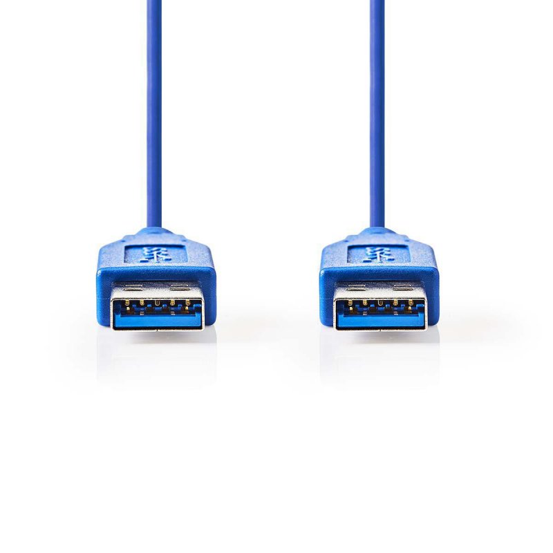 USB kabel | USB 3.2 Gen 1 | USB-A Zástrčka | USB-A Zástrčka | 5 Gbps | Poniklované | 5.00 m | Kulatý | PVC | Modrá | Plastový Sá - obrázek č. 1