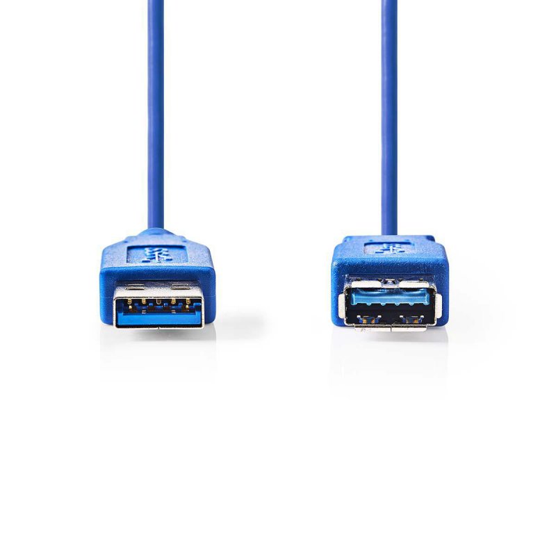 USB kabel | USB 3.2 Gen 1 | USB-A Zástrčka | USB-A Zásuvka | 5 Gbps | Poniklované | 1.00 m | Kulatý | PVC | Modrá | Plastový Sáč - obrázek č. 1