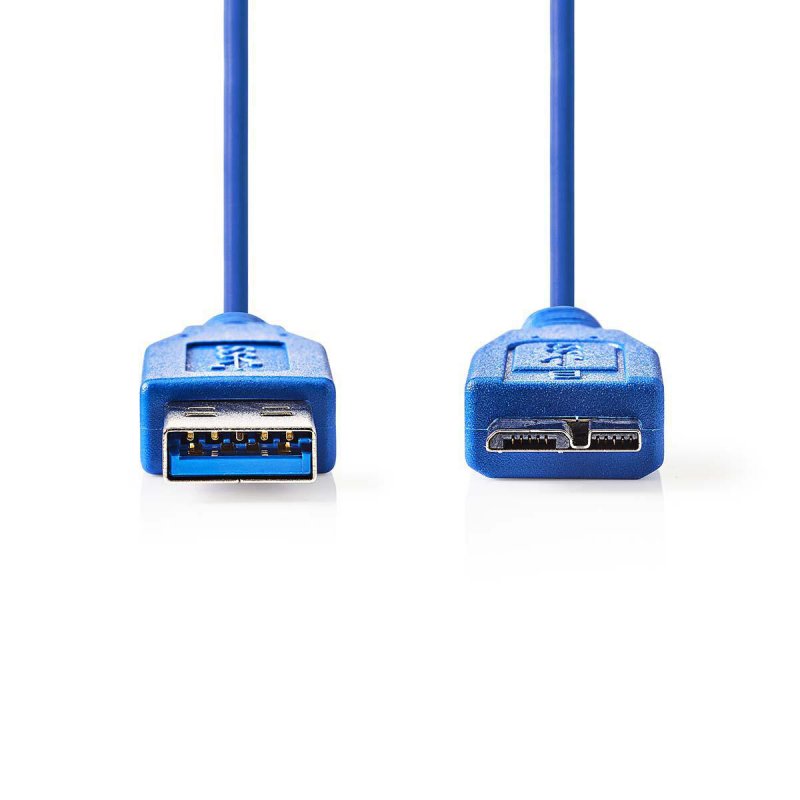 USB kabel | USB 3.2 Gen 1 | USB-A Zástrčka | USB Micro-B Zástrčka | 5 Gbps | Poniklované | 0.50 m | Kulatý | PVC | Modrá | Obálk - obrázek č. 1