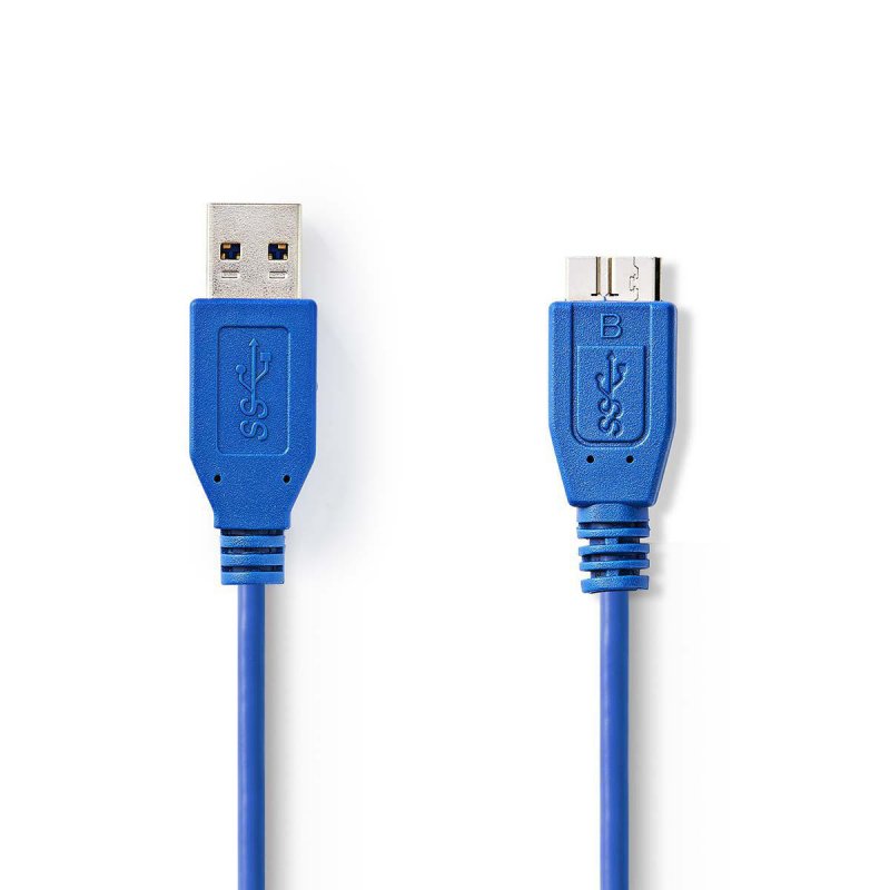 USB kabel | USB 3.2 Gen 1 | USB-A Zástrčka | USB Micro-B Zástrčka | 5 Gbps | Poniklované | 0.50 m | Kulatý | PVC | Modrá | Obálk - obrázek produktu