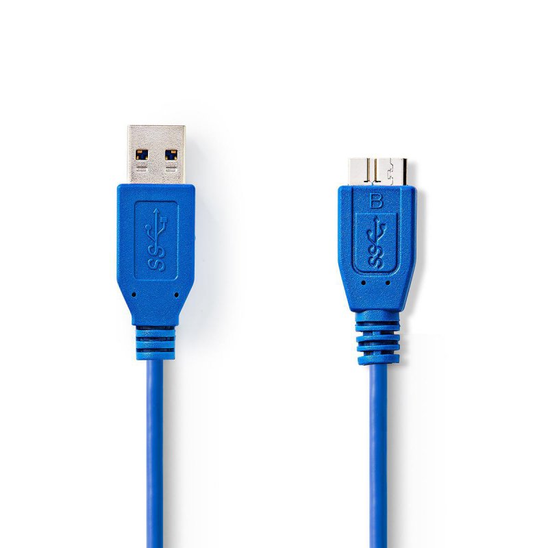 USB kabel | USB 3.2 Gen 1 | USB-A Zástrčka | USB Micro-B Zástrčka | 5 Gbps | Poniklované | 1.00 m | Kulatý | PVC | Modrá | Obálk - obrázek produktu