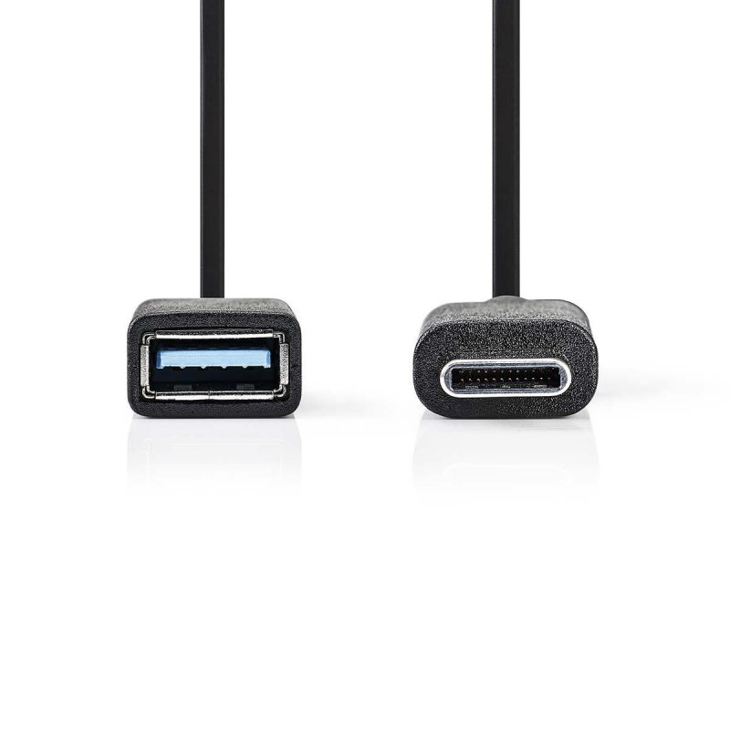 USB-C™ Adaptér | USB 3.2 Gen 1 | USB-C™ Zástrčka | USB-A Zásuvka | 5 Gbps | 0.15 m | Kulatý | Poniklované | PVC | Černá | Obálka - obrázek č. 1