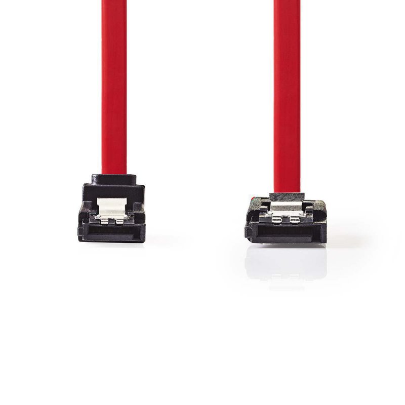SATA datový kabel, 3 Gb/s | SATA 7-pin Zásuvka - SATA 7-pin Zásuvka se Zámkem - Úhlová 270° | 0,5 m | Červená barva - obrázek č. 1