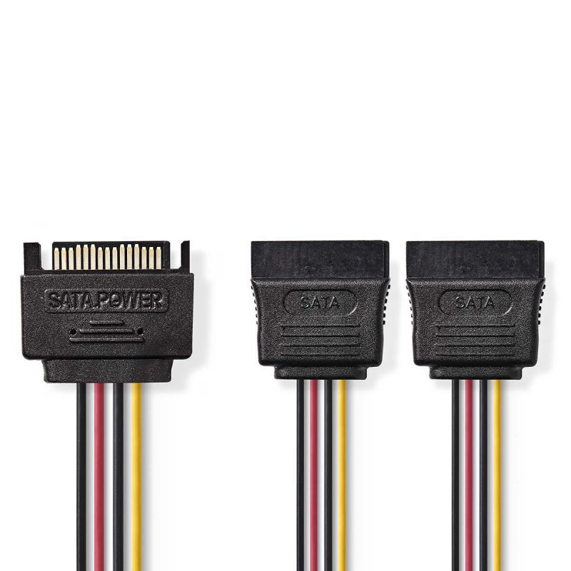 Interní Napájecí kabel | SATA 15kolíkový Zástrčka | 2x SATA 15kolíková Zásuvka | Pozlacené | 0.15 m | Kulatý | PVC | Vícebarevné - obrázek produktu