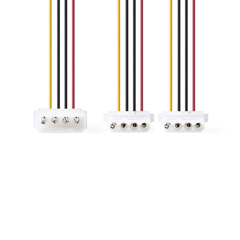 Interní Napájecí kabel | Molex Zástrčka | 2x Molex Zásuvka | Pozlacené | 0.20 m | Kulatý | PVC | Vícebarevné | Plastový Sáček - obrázek č. 1
