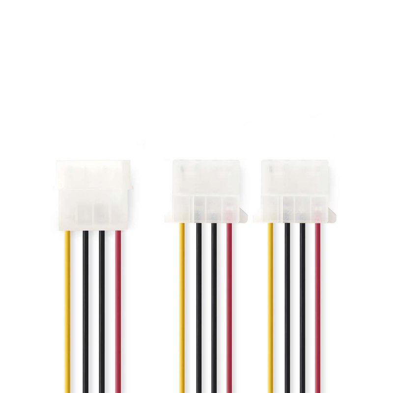 Interní Napájecí kabel | Molex Zástrčka | 2x Molex Zásuvka | Pozlacené | 0.20 m | Kulatý | PVC | Vícebarevné | Plastový Sáček - obrázek produktu