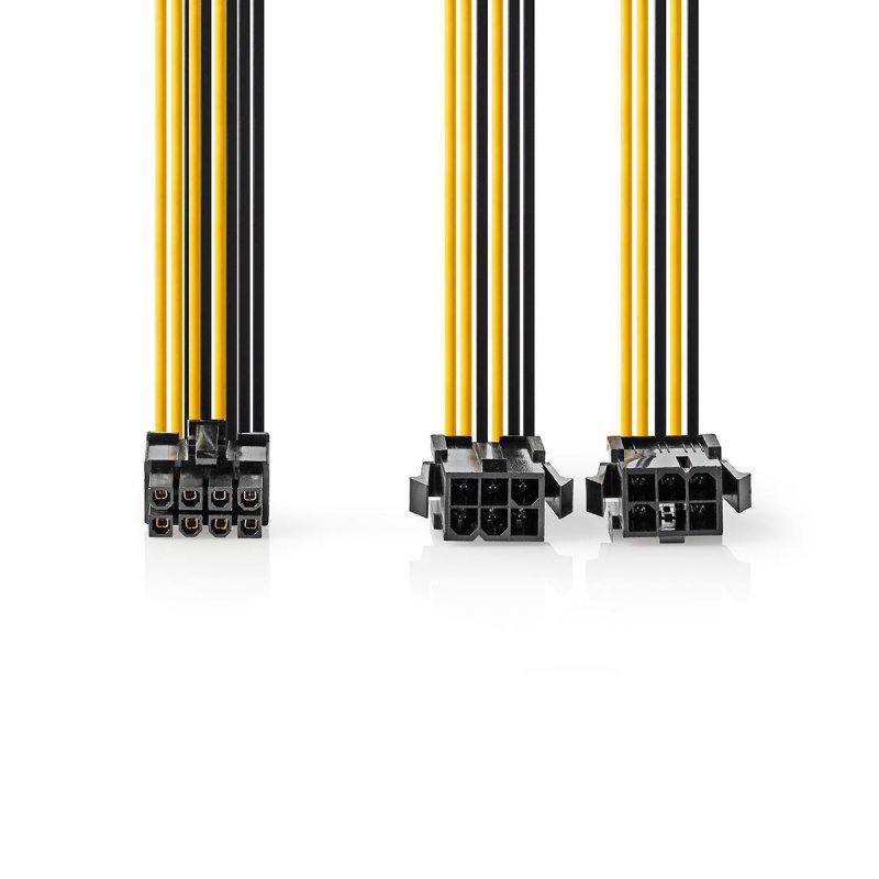 Interní Napájecí kabel | EPS 8pinový Zástrčka | 2x PCI Express Zásuvka | Pozlacené | 0.20 m | Kulatý | PVC | Žlutá/Černá | Plast - obrázek č. 1