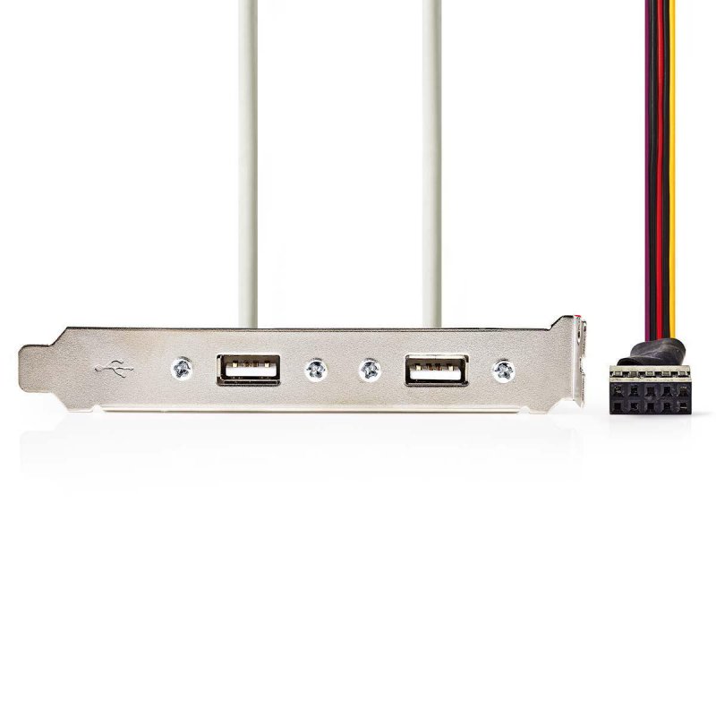 USB Adaptér | USB 2.0 | 2x USB-A | 8-Pin Zásuvka | 480 Mbps | 0.50 m | Kulatý | Poniklované | PVC | Šedá | Plastový Sáček - obrázek č. 1