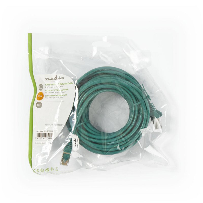 Cat 5e kabel | SF / UTP | RJ45 (8P8C) Zástrčka | RJ45 (8P8C) Zástrčka | 7.50 m | Kulatý | PVC | Zelená | Plastový Sáček - obrázek č. 3