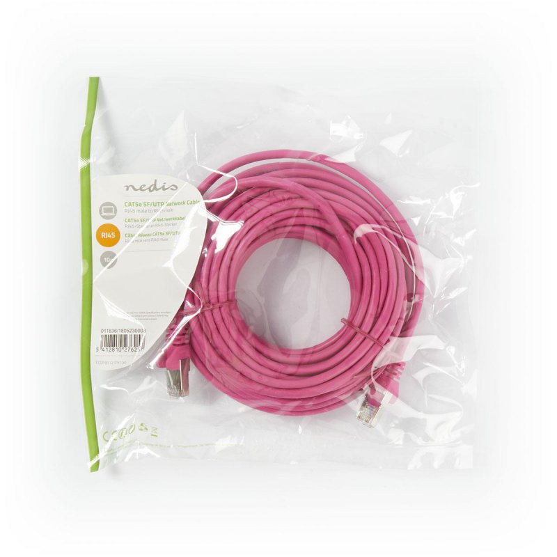 Cat 5e kabel | SF / UTP | RJ45 (8P8C) Zástrčka | RJ45 (8P8C) Zástrčka | 10.0 m | Kulatý | PVC | Růžová | Plastový Sáček - obrázek č. 3