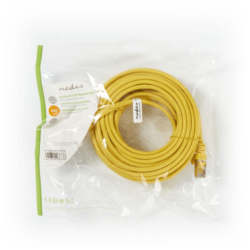 Cat 5e kabel | SF / UTP | RJ45 Zástrčka | RJ45 Zástrčka | 10.0 m | Kulatý | PVC | Žlutá | Plastový Sáček - obrázek č. 3