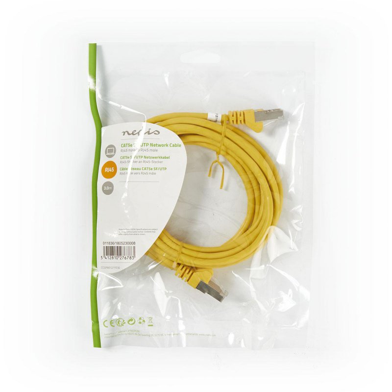 Cat 5e kabel | SF / UTP | RJ45 Zástrčka | RJ45 Zástrčka | 3.00 m | Kulatý | PVC | Žlutá | Plastový Sáček - obrázek č. 3