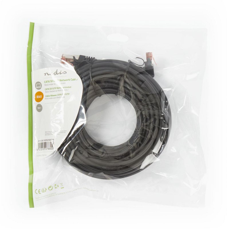 Cat 6 kabel | RJ45 (8P8C) Zástrčka | RJ45 (8P8C) Zástrčka | SF / UTP | 10.0 m | Kulatý | PVC LSZH | Černá | Plastový Sáček - obrázek č. 3