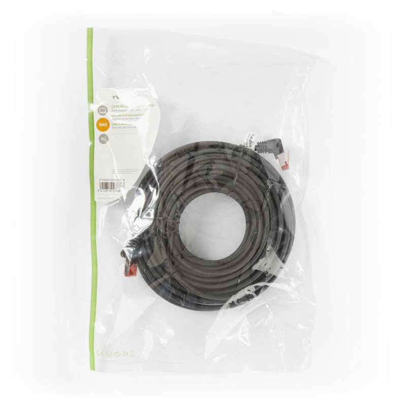 Cat 6 kabel | RJ45 Zástrčka | RJ45 Zástrčka | SF / UTP | 15.0 m | Kulatý | LSZH / PVC | Černá | Plastový Sáček - obrázek č. 3