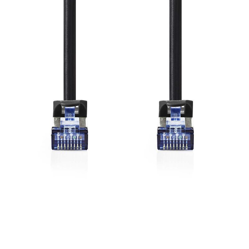 Cat 6a kabel | SF / UTP | RJ45 (8P8C) Zástrčka | RJ45 (8P8C) Zástrčka | 1.00 m | Kulatý | PVC LSZH | Černá | Plastový Sáček - obrázek č. 1