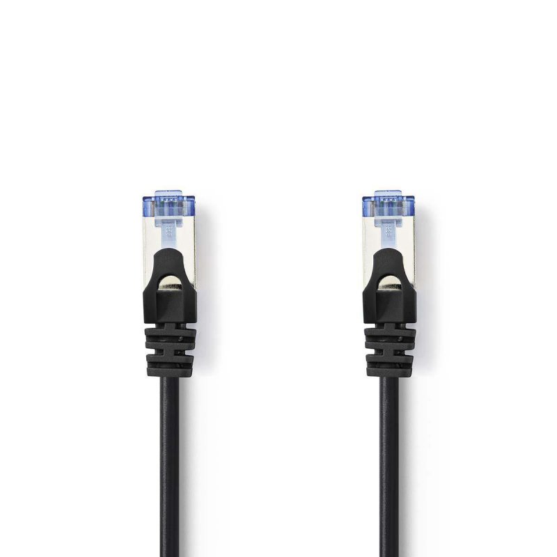 Cat 6a kabel | SF / UTP | RJ45 (8P8C) Zástrčka | RJ45 (8P8C) Zástrčka | 1.00 m | Kulatý | PVC LSZH | Černá | Plastový Sáček - obrázek produktu