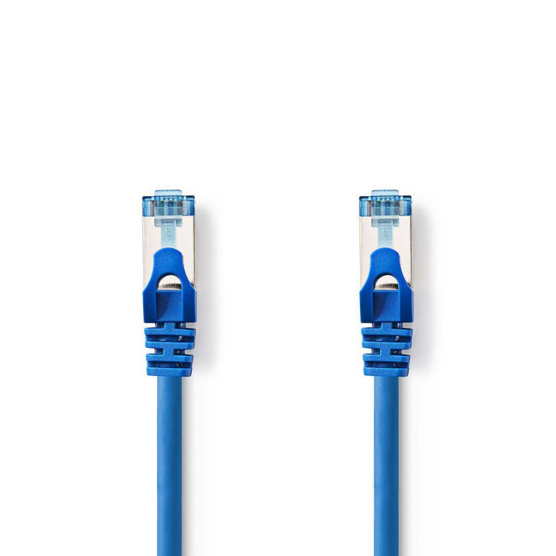 Cat 6a kabel | SF / UTP | RJ45 (8P8C) Zástrčka | RJ45 (8P8C) Zástrčka | 0.50 m | Kulatý | PVC LSZH | Modrá | Plastový Sáček - obrázek produktu