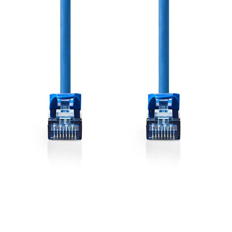 Cat 6a kabel | SF / UTP | RJ45 (8P8C) Zástrčka | RJ45 (8P8C) Zástrčka | 0.50 m | Kulatý | PVC LSZH | Modrá | Plastový Sáček - obrázek č. 1