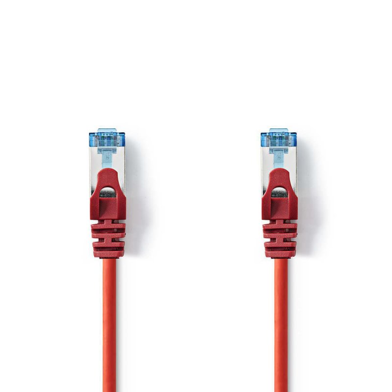 Cat 6a kabel | SF / UTP | RJ45 (8P8C) Zástrčka | RJ45 (8P8C) Zástrčka | 10.0 m | Kulatý | PVC LSZH | Červená | Plastový Sáček - obrázek produktu