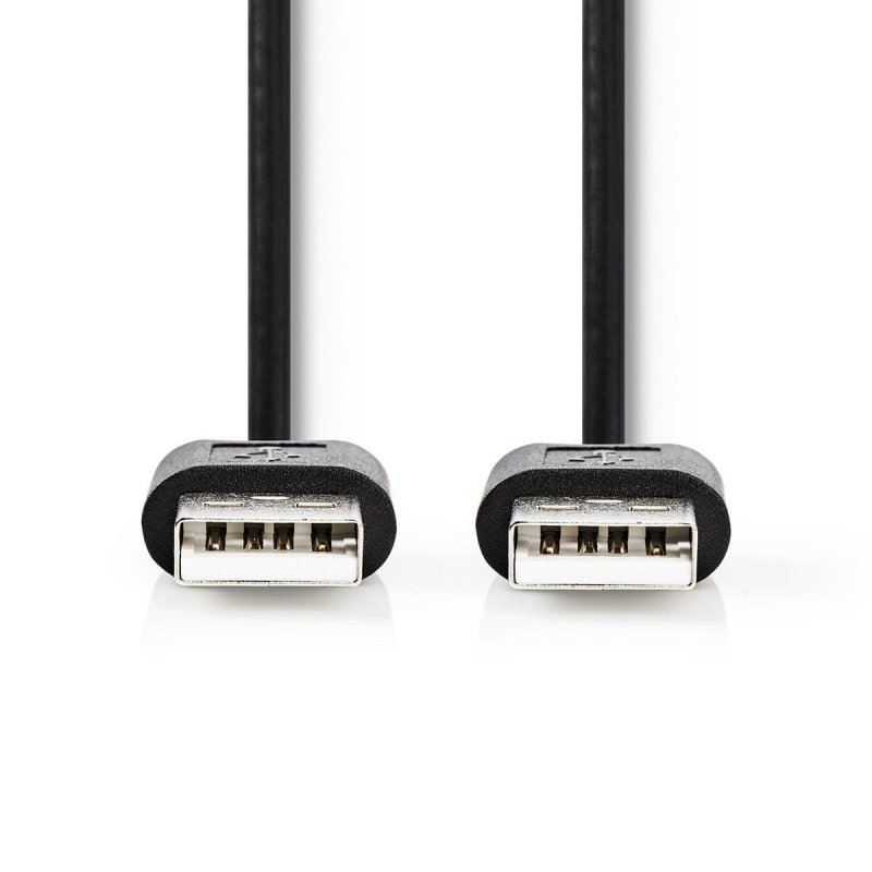 USB kabel | USB 2.0 | USB-A Zástrčka | USB-A Zástrčka | 480 Mbps | Poniklované | 1.00 m | Kulatý | PVC | Černá | Štítek - obrázek č. 1