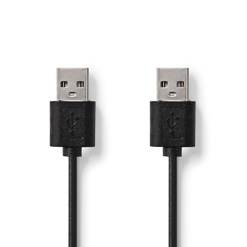 USB kabel | USB 2.0 | USB-A Zástrčka | USB-A Zástrčka | 480 Mbps | Poniklované | 1.00 m | Kulatý | PVC | Černá | Štítek - obrázek produktu