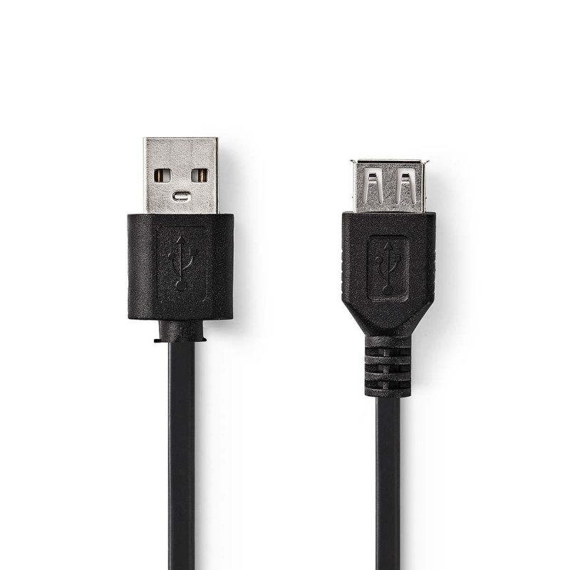 USB kabel | USB 2.0 | USB-A Zástrčka | USB-A Zásuvka | 480 Mbps | Poniklované | 3.00 m | Kulatý | PVC | Černá | Štítek - obrázek produktu