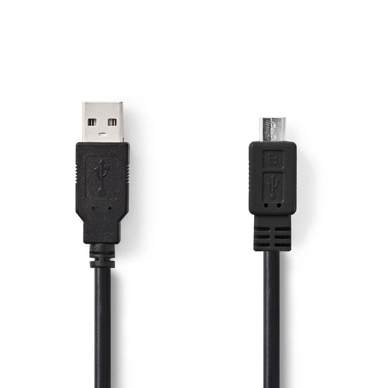 USB kabel | USB 2.0 | USB-A Zástrčka | USB Micro-B Zástrčka | 12 W | 480 Mbps | Poniklované | 1.00 m | Kulatý | PVC | Černá | Bo - obrázek produktu