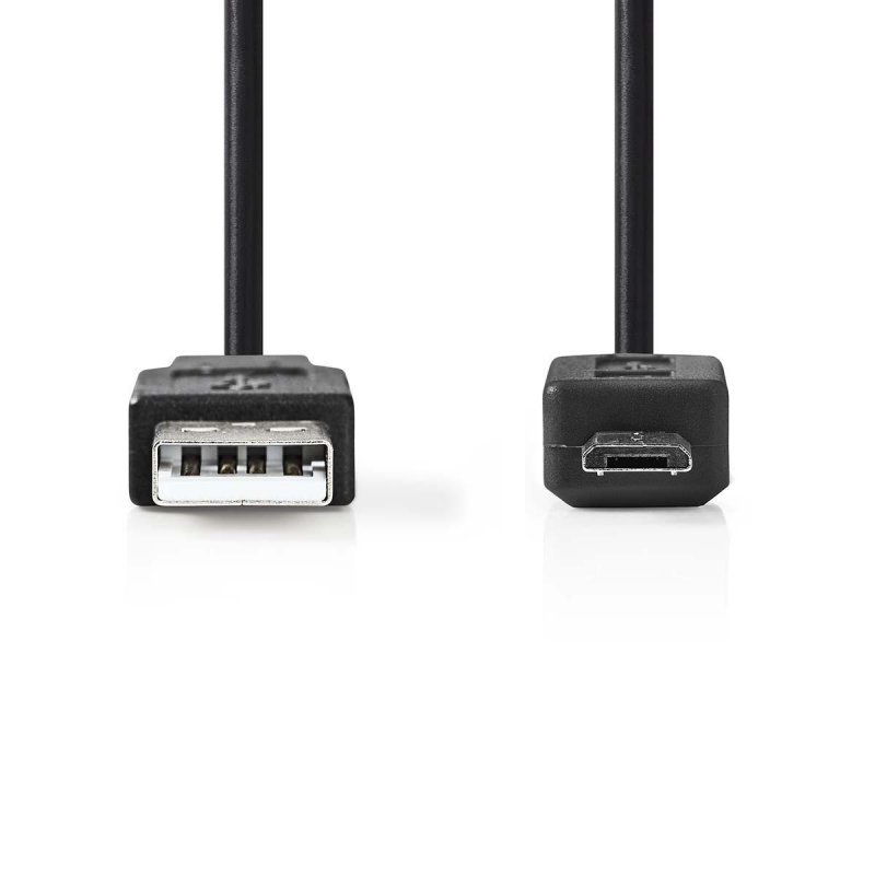 USB kabel | USB 2.0 | USB-A Zástrčka | USB Micro-B Zástrčka | 12 W | 480 Mbps | Poniklované | 1.00 m | Kulatý | PVC | Černá | Bo - obrázek č. 1