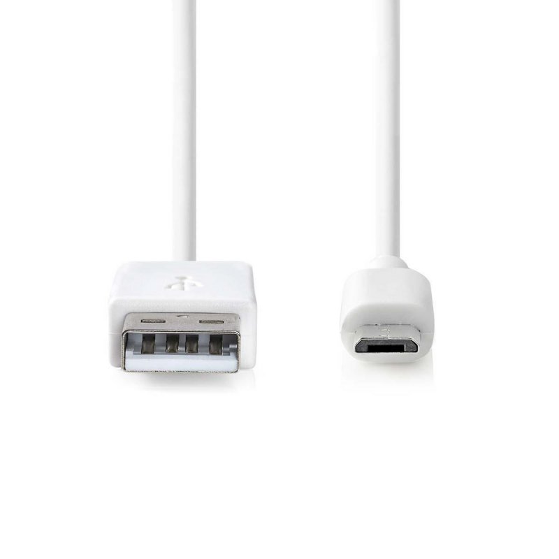USB kabel | USB 2.0 | USB-A Zástrčka | USB Micro-B Zástrčka | 12 W | 480 Mbps | Poniklované | 2.00 m | Kulatý | PVC | Bílá | Box - obrázek č. 1