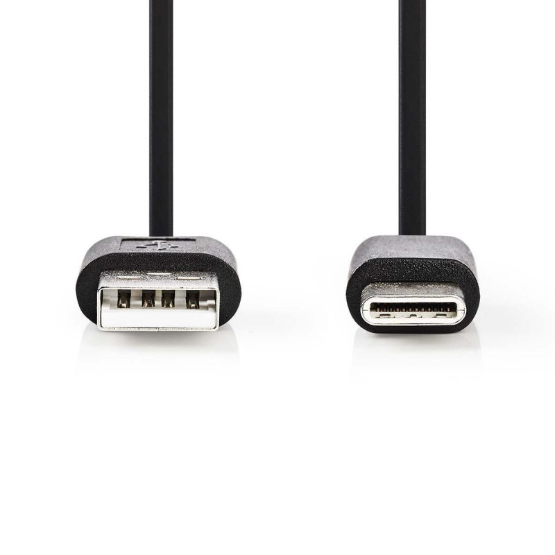 USB kabel | USB 2.0 | USB-A Zástrčka | USB-C™ Zástrčka | 15 W | 480 Mbps | Poniklované | 1.00 m | Kulatý | PVC | Černá | Box - obrázek č. 1