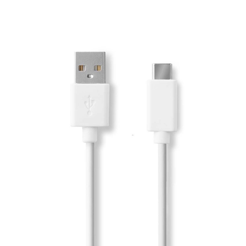 USB kabel | USB 2.0 | USB-A Zástrčka | USB-C™ Zástrčka | 480 Mbps | Poniklované | 2.00 m | Kulatý | PVC | Bílá | Box - obrázek č. 1