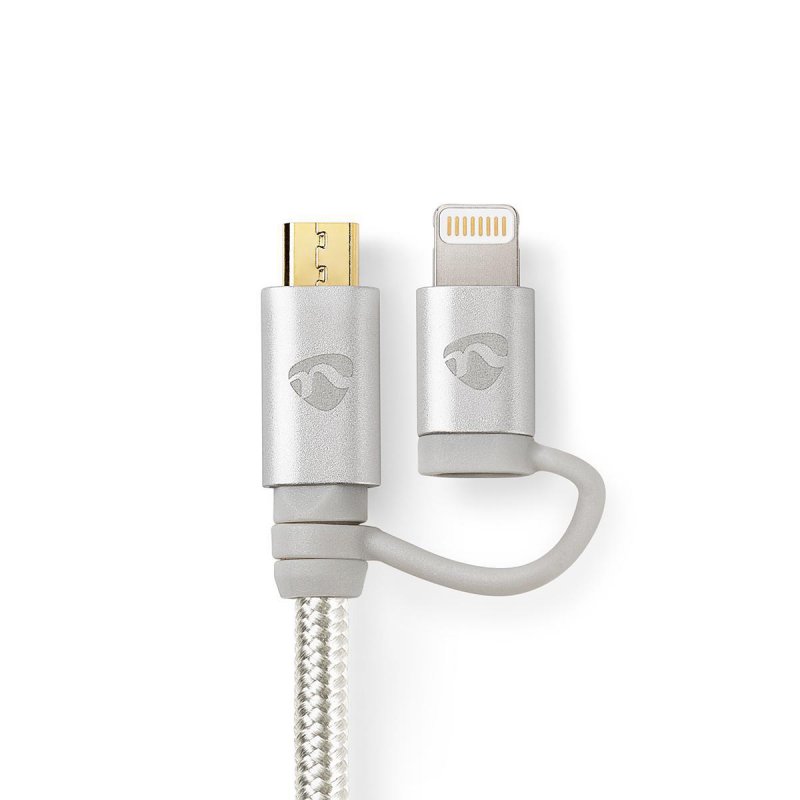 Kabel 2 v 1 | USB 2.0 | USB-A Zástrčka | Apple Lightning 8pinový / USB Micro-B Zástrčka | 480 Mbps | 1.00 m | Pozlacené | Kulatý - obrázek č. 3