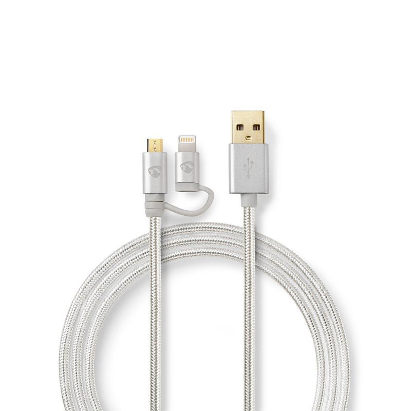 Kabel 2 v 1 | USB 2.0 | USB-A Zástrčka | Apple Lightning 8pinový / USB Micro-B Zástrčka | 480 Mbps | 1.00 m | Pozlacené | Kulatý - obrázek produktu