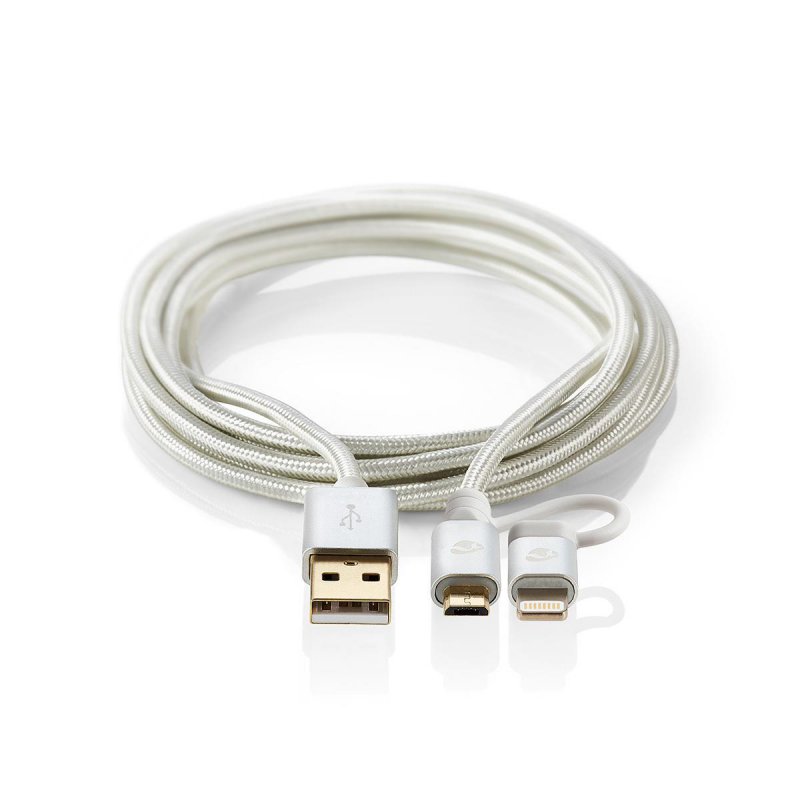 Kabel 2 v 1 | USB 2.0 | USB-A Zástrčka | Apple Lightning 8pinový / USB Micro-B Zástrčka | 480 Mbps | 1.00 m | Pozlacené | Kulatý - obrázek č. 1