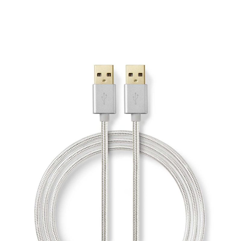 USB kabel | USB 2.0 | USB-A Zástrčka | USB-A Zástrčka | 10 W | 480 Mbps | Pozlacené | 2.00 m | Kulatý | Nylon / Opletený | Hliní - obrázek produktu