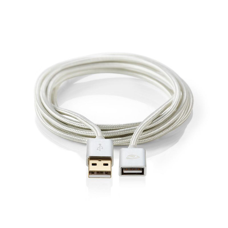 USB kabel | USB 2.0 | USB-A Zástrčka | USB-A Zásuvka | 480 Mbps | Pozlacené | 2.00 m | Kulatý | Nylon / Opletený | Hliník | Box - obrázek č. 1