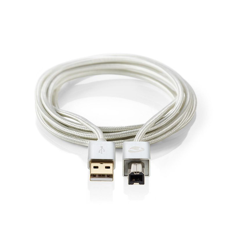 USB kabel | USB 2.0 | USB-A Zástrčka | USB-B Zástrčka | 10 W | 480 Mbps | Pozlacené | 2.00 m | Kulatý | Nylon / Opletený | Hliní - obrázek č. 1