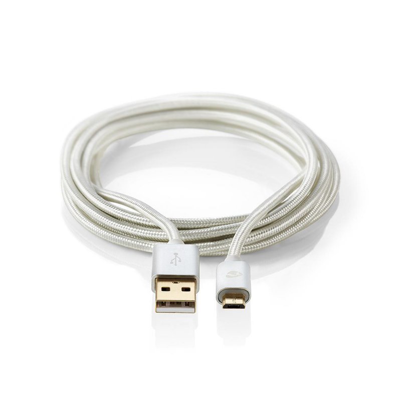 USB kabel | USB 2.0 | USB-A Zástrčka | USB Micro-B Zástrčka | 15 W | 480 Mbps | Pozlacené | 1.00 m | Kulatý | Nylon / Opletený | - obrázek č. 1