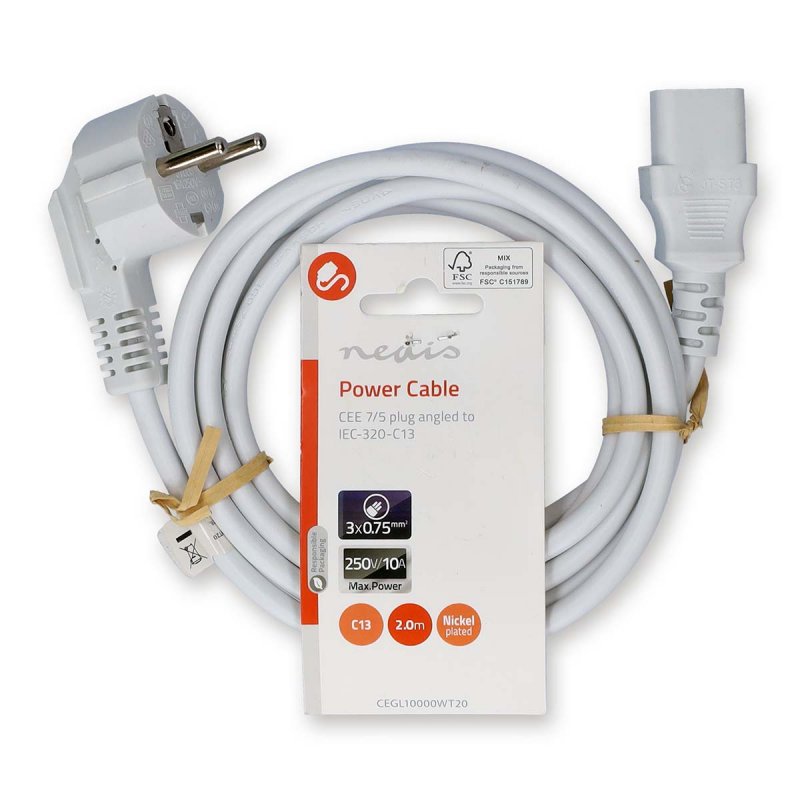 Napájecí kabel | Typ F Zástrčka  CEGL10000WT20 - obrázek č. 2